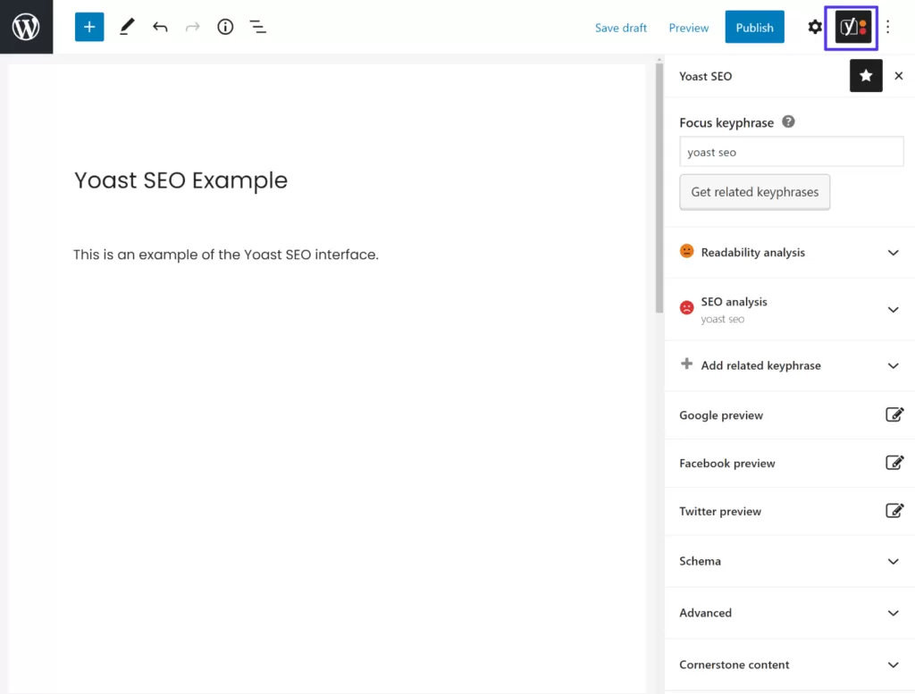 The Yoast SEO sidebar interface