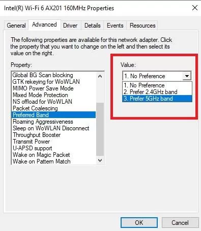 change wi-fi band